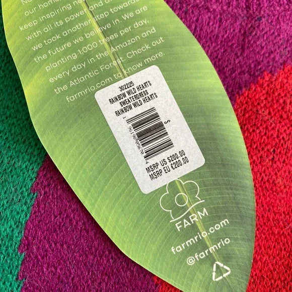 NWT FARM RIO Rainbow Wild Hearts Sweater Dress Bubble Sleeve Mock Neck Mini S - Picture 9 of 14